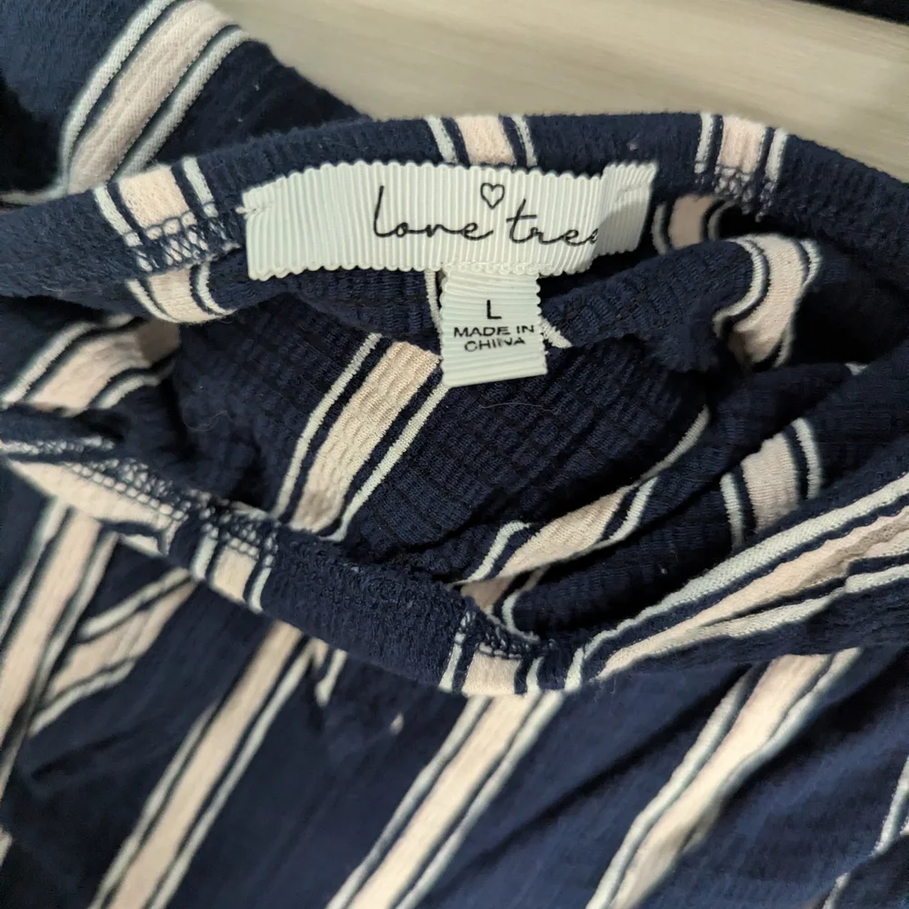 Love Tree Navy and White Striped Jumpsuit - Picture 3 of 3